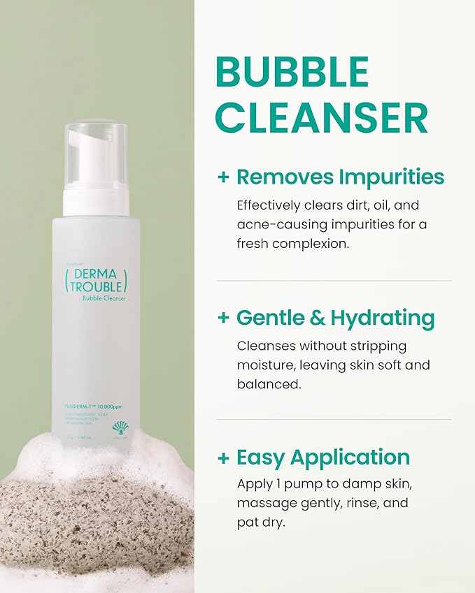 Derma Trouble Balancing AC 3 Step Kit - Korean Skincare Set for Acne Prone Skin, Blemishes & Pores - Sebum Control Cleanser, Toner & Cream for Oily, Sensitive Skin, Redness & Bumpy Texture