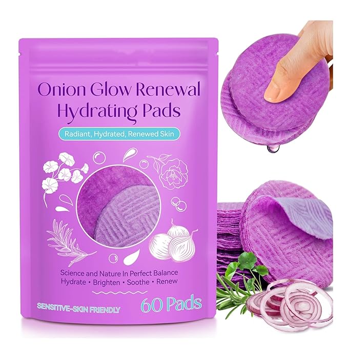 Toner Pads for Face with Onion PHA - 60 Count Travel Pores Glow Renewal Hydrating Pads Korean Skincare Daily Skin Radiant, Hydrated, Renewed | Multi-Functional Toner Fades Blemishes & Acne Scars