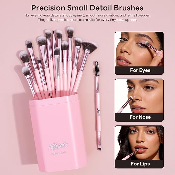 20 PCS Travel Makeup Brush Set, Makeup brushes, Professional Foundation Eyeshadow Concealer Blush Powder Bronzer Brushes,Versatile Face Make Up Tools with Travel Makeup Case（Pink）