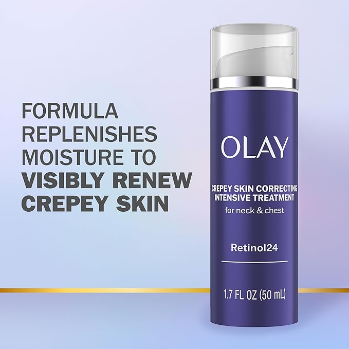 Olay Treatment Cream Intensive Crepey Skin Correcting for Neck & Chest with Retinol24,Vitamin B3 Complex,Deeply Hydrates,Renews & Smoothes Skin,1.7 fl oz,(Pack of 2)