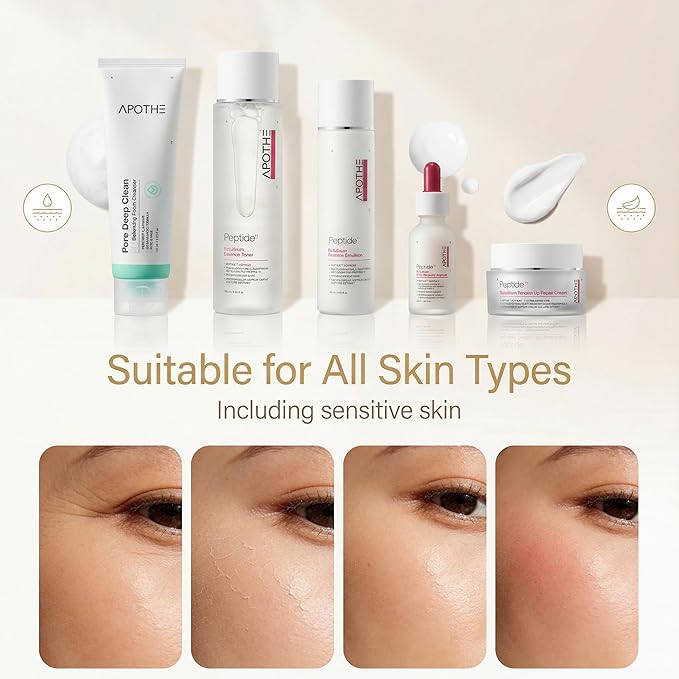 APOTHE Peptide¹¹ Botulinum 5-in-1 Skincare Set – Cleanser, Toner, Ampoule, Emulsion & Cream for Firming & Elasticity, Winter Gifting Bundle