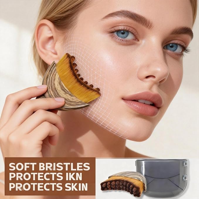 Facial Contour Sculpting Brush – Lymphatic Drainage for Anti-Puffiness, Lift & Glow | Boosts Skincare Absorption