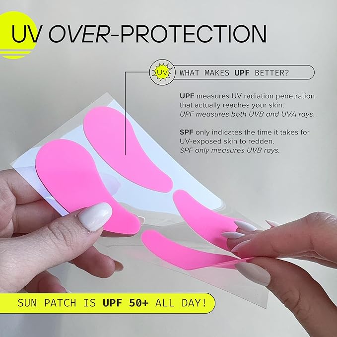 Sun Patch, Reusable Sun Screen Silicone Patches For UV Protection & Face Sunscreen, Sun Face Patches For Sun Exposure, UV Shield Silicone Sun Block (1 Pack/4 Pairs) (Pink) (Golf, Surf, Swim, Ski)