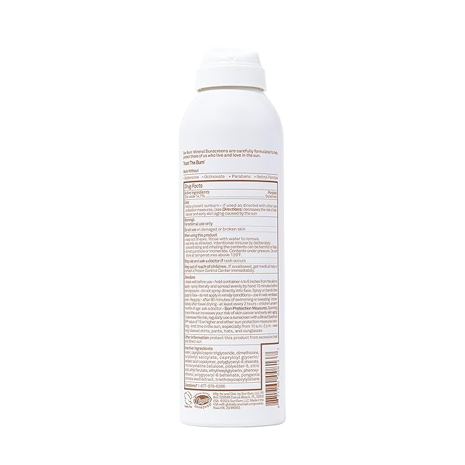 Sun Bum Mineral SPF 50 Sunscreen Body Spray - Water-Resistant Broad Spectrum Moisturizing Sunscreen with Vitamin E - Hawaii 104 Act Compliant (Made without Octinoxate & Oxybenzone) - 6 oz