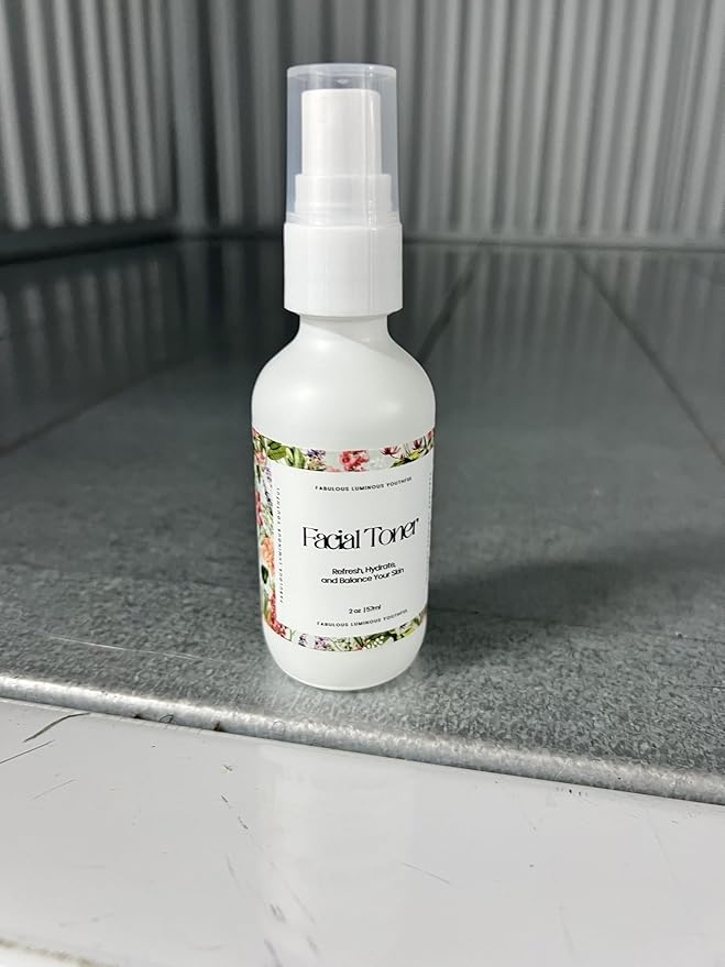 Facial Toner Hydrating Spray with Floral Extracts, 2 oz, White Bottle with Pump Dispenser