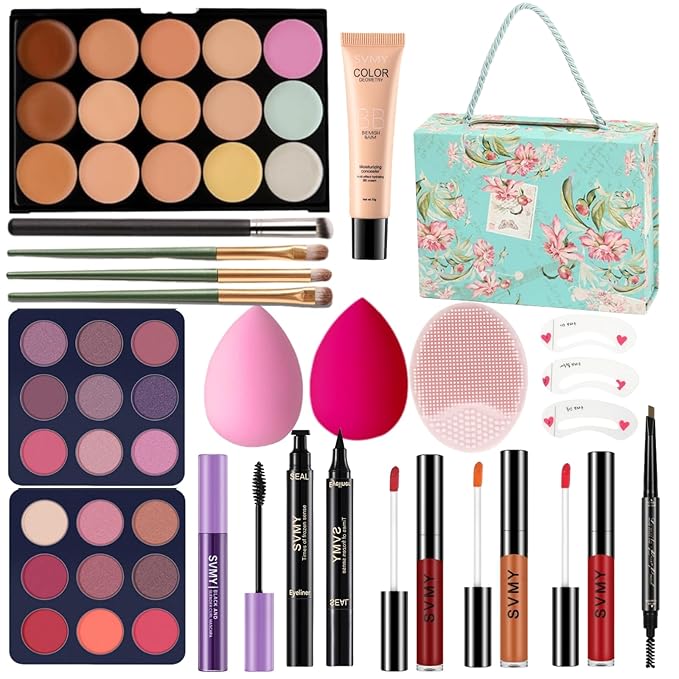 Makeup Kit for Teens Set For Women Festival Makeup Kits Makeup Sets Gift For Teens Girls Gift Travel Makeup Set Eyeshadow Palette Foundation Concealer Lipgloss