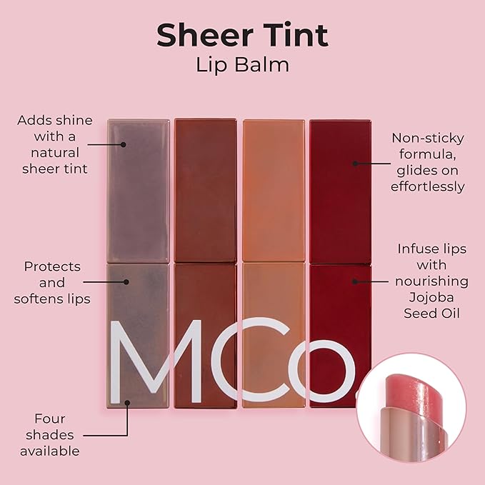 MCoBeauty - Sheer Tint Lip Balm – Passion, Peachy Pink Shade - Hydrating Gloss Balm with Jojoba Seed Oil - Helps Nourish Lips and Adds a Glossy Tint - Lip Care, Stocking Stuffers