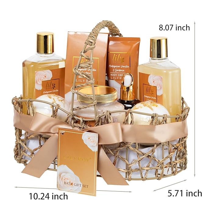 Mothers Day Gifts for Mom - Luxury Honey Almond Bath & Body Gift Set for Women, Spa Gift Basket, Pampering Bath Set with Bath Bomb | Christmas Birthday, Perfect Holiday Gift for All Occasion