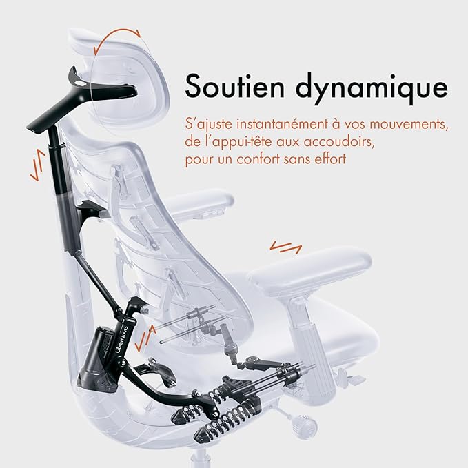 LiberNovo Dynamic Ergonomic Desk Chair + StepSync Footrest + Extra Battery Bundle - Comfy Home Office Chair with Adaptive Lumbar Support, 160° Recline & Built-in Spine Stretch, Gray+48cm