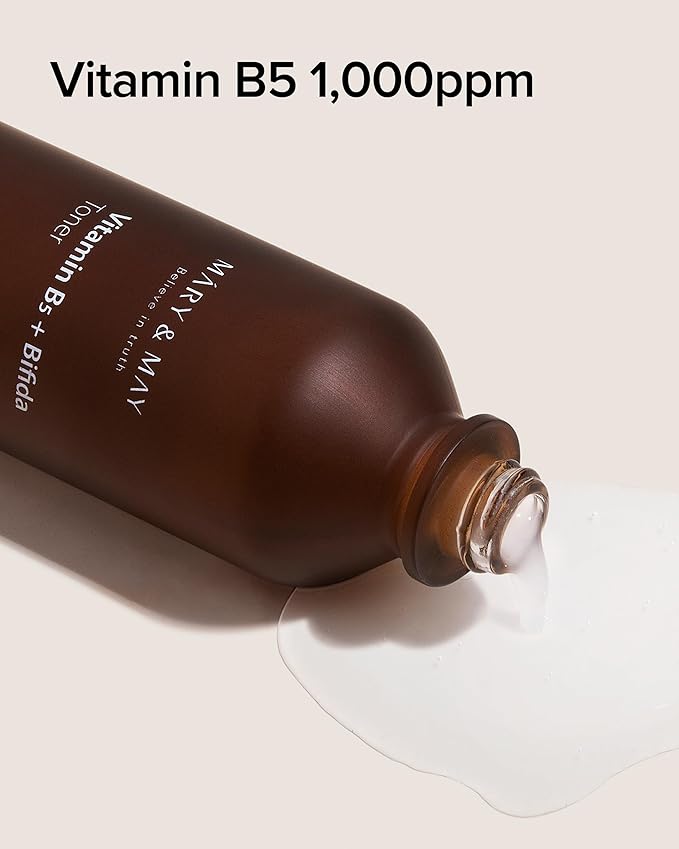 Mary&May Vitamin B5 + Bifida Toner - Nourishing Face Toner for Enhanced Skin Barrier Strength and Moisture Retention - 30,000ppm Bifida Fermentation & 1,000ppm Vitamin B5, 4.06 fl.oz.