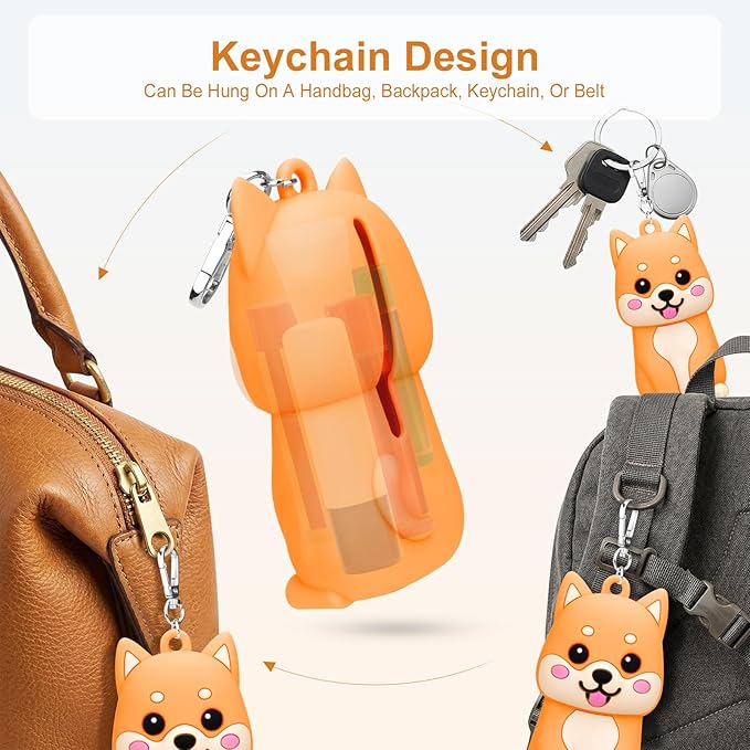 BrainKer Chapstick Holder Key Chain Cute Cartoon Design Lip Balm Holder Keychain Storage Bag Silicone Lip Gloss Holder Case