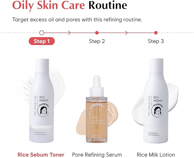 MIDHA Rice SEBUM Toner, 6.76fl.oz/200ml,Hydrating, Pore Refining, Sebum Control – Lightweight Daily Toner for Oily & Sensitive Skin – Vegan, Alcohol-Free, Non-Comedogenic, Double-Layer Formula