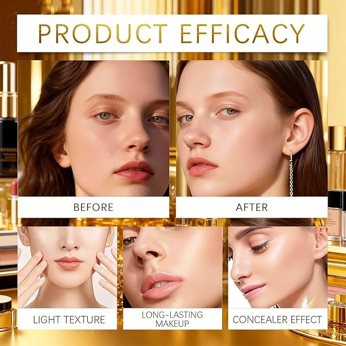 Cushion Foundation, 2026 New Mushroom Head Air Cushion Cc Cream Foundation, Bb Cream Foundations, Makeup Foundation for Older Women, Long-Lasting and Evens for Light/Medium Complexions(Natural color)