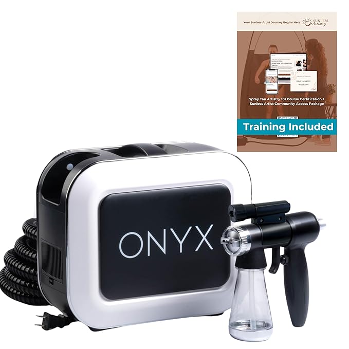 Onyx Spray Tan Machine with Professional Tanning Gun with Light Kit also includes comprehensive Spray Tan Tranning Course.