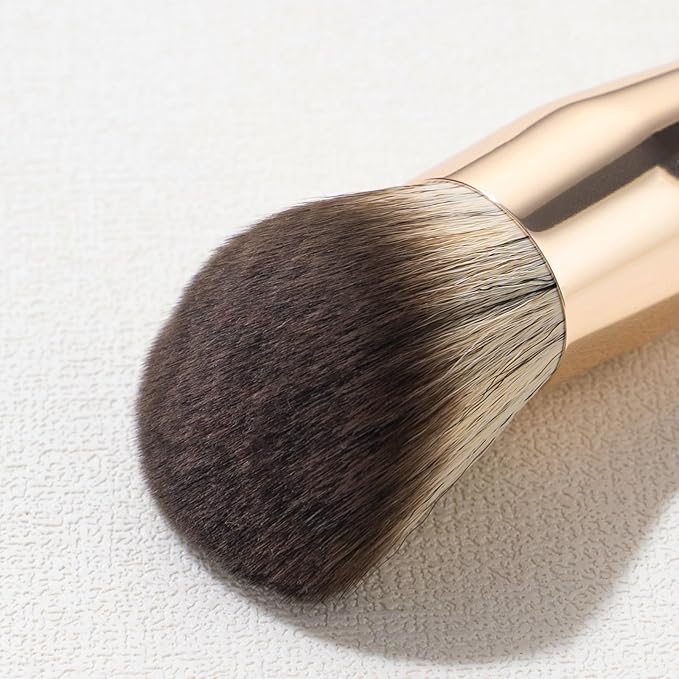 Double Ended Blush and Bronzer Brush, Makeup Brush for Blush Makeup, Double Sided Makeup Brushes, Cream Contour Brush Gold, Fluffy Bronzer Blush Brush for Cheeks, Bronzing - 124B