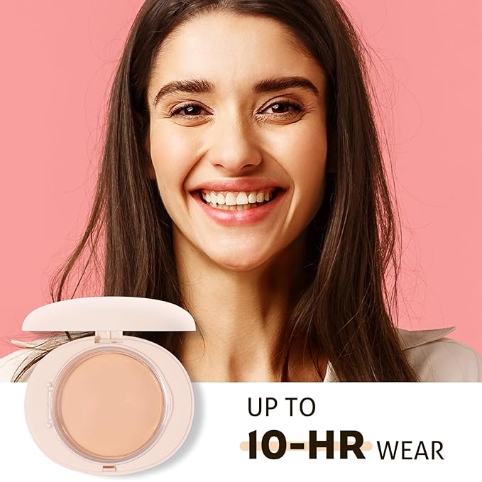 UCANBE 2-in-1 Pressed Face Powder & Foundation Makeup, Matte Oil Control Flawless Setting Powder, Korean Makeup,Waterproof Long Lasting Finishing Powder (Light)