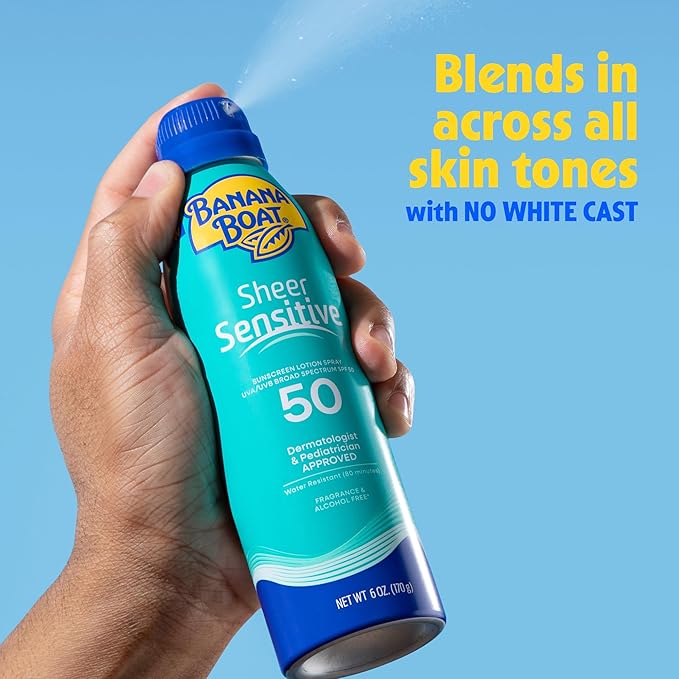 Banana Boat Sheer Sensitive Body Spray, SPF 50, 6oz (Pack of 2)