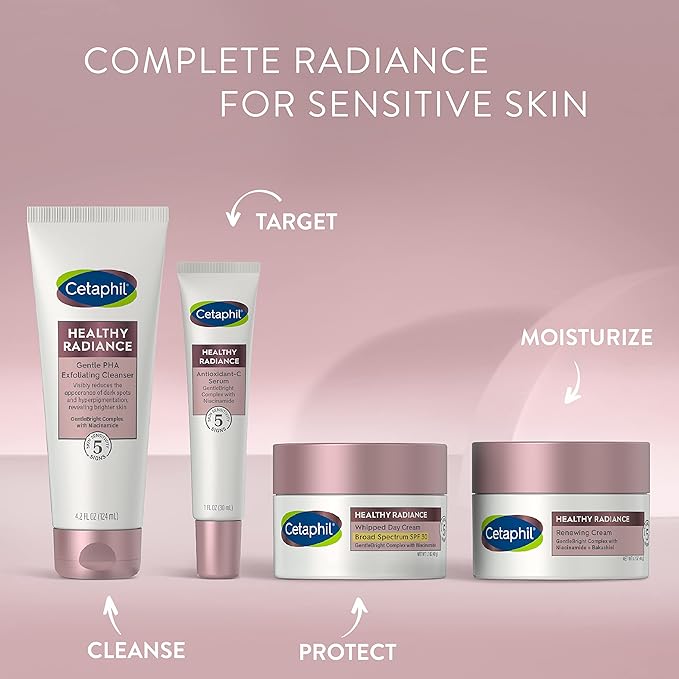 Cetaphil Face Serum, Healthy Radiance Antioxidant-C Serum, Visibly Reduces Look of Dark Spots and Hyperpigmentation, Designed for Sensitive Skin, Hypoallergenic, Fragrance Free, 1 oz