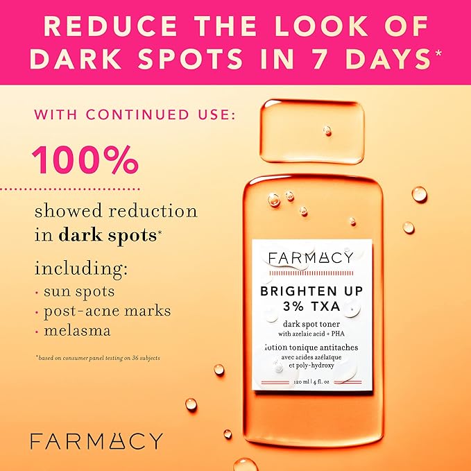 Farmacy 3% TXA Brightening Toner for Face - Dark Spot Corrector with Azelaic Acid, Tranexamic Acid + 5% PHA - Helps Even Texture + Tone, Fade Dark Spots + Exfoliate - Glow-Enhancing Skin Care (50ml)
