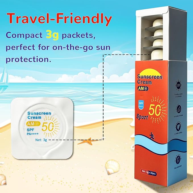 20 Pods Mini Sunscreen Bulk – SPF 50 Travel Size Packets, Small Sunblock for Face & Body, Bulk Sunscreen for Vacation, Beach & Outdoor Use 20 x 0.12 FL OZ