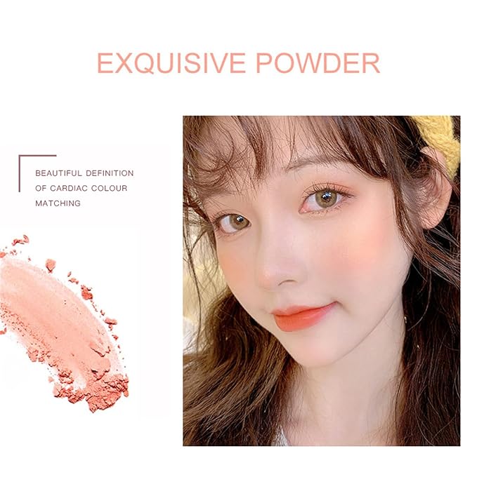 Embossed Smooth Powder Blush Palette for Cheeks, Korean Blush Makeup Palette, CDE Highlight Blush Palette Smooth Powder Blush, Long-Lasting Pigment Face Make up Blusher (Pink, 6g(0.21oz))