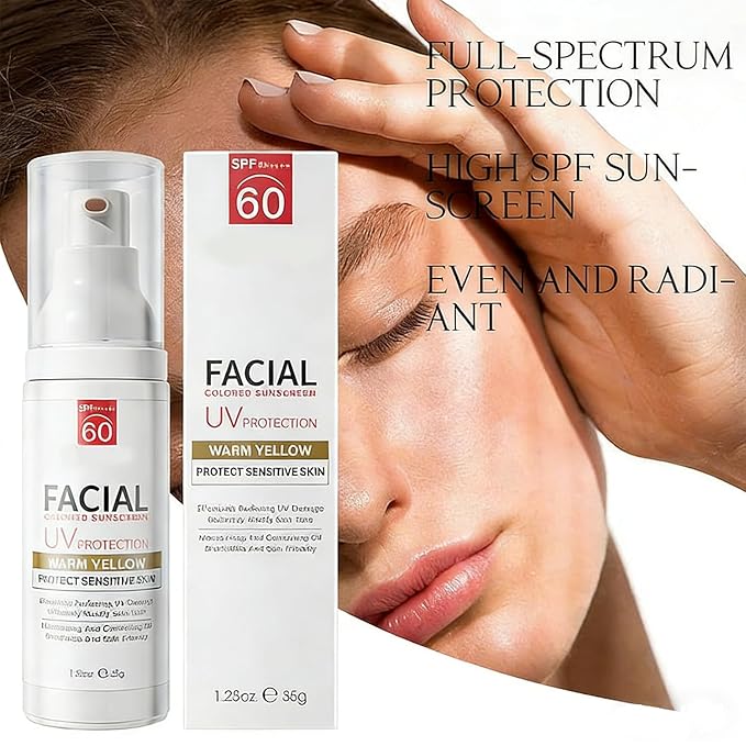 Tinted Mineral Face Sunscreen SPF 60, Tinted Moisturizer with SPF & Hyaluronic Acid, Mineral Sunscreen for Dry Sensitive Skin, Against UVA and UVB Rays, Ultra-Lightweight, Non-Greasy