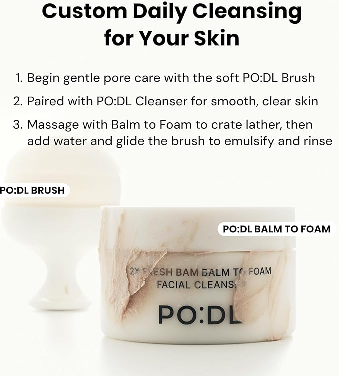 [PODL] Air-Pump Silicone Facial Cleansing Brush | Soft Manual Face Scrubber | 0.3mm Ultra-Fine Bristles, Micro-Bubble Makeup Deep Clean | Exfoliating Pore Care for Blackheads | Korean Skincare Tool