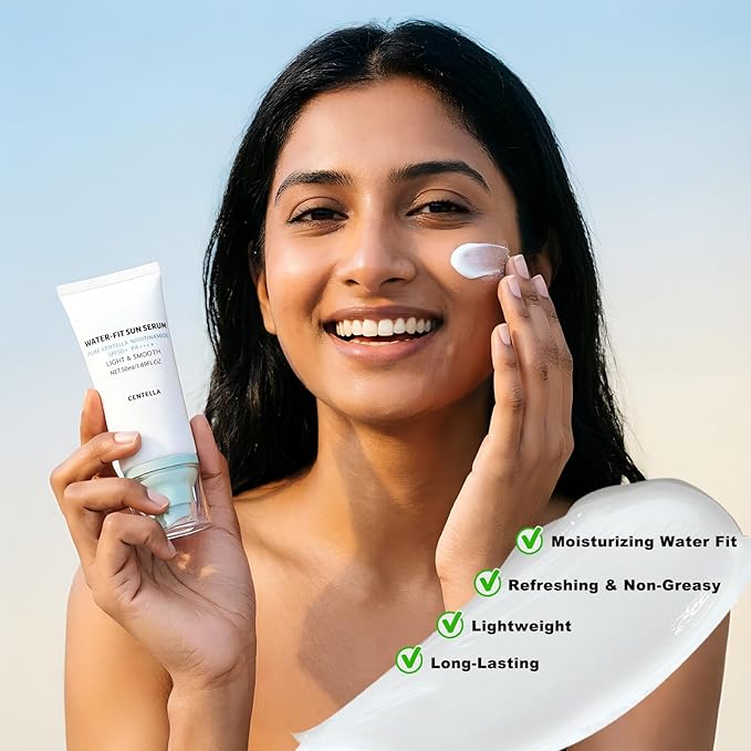 Centella Sunscreen SPF50+ PA++++, Long-Lasting Protection&Water-Fit Sun Serum,Madagascar Centella Sunscreen for All Skin Types and UV Defense, Nourishing Skin, Lightweight, Non-Greasy, No White Cast