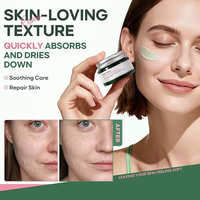 Green Color Corrector CC Cream with Centella Asiatica, Soothing Color Correcting Treatment for Face Rednes and Sensitive, BB Cream &Tinted Moisturizer Blurs Skin, Natural, Luminous Finish