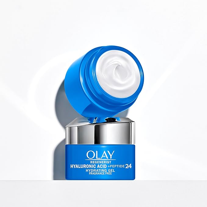 Olay Regenerist Hyaluronic + Peptide 24 Gel Face Moisturizer, Fragrance-Free, All Skin Types, Trial Size 0.5 oz (Pack of 2)