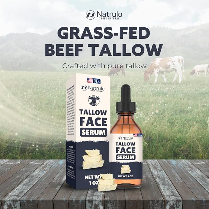 Beef Tallow for Skin – All-Natural Grass-Fed Tallow Face Serum – Anti-Aging Facial Moisturizer for Wrinkles, Hydration & Collagen Boost – Reduce Fine Lines & Supports Firm, Youthful Glowing Complexion