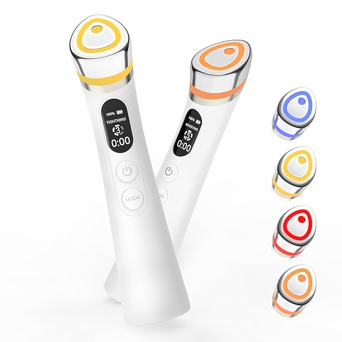 Face Lift Device – 8 in 1 Skin Tightening and Lifting, LED Light Therapy for Wrinkles, Korean Skin Care, Spa-Grade Facial Massager Lifting & Firming Beauty Massager (White)