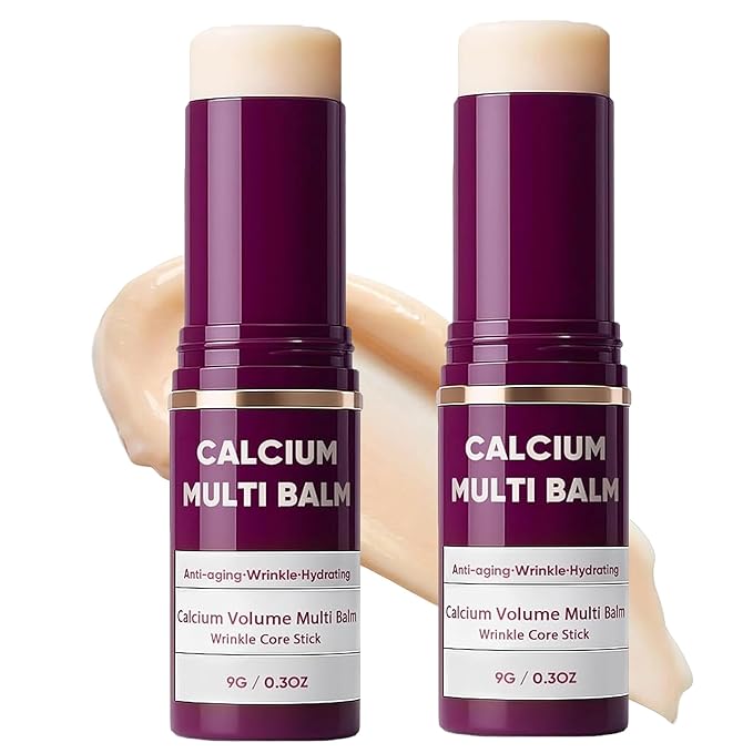 2 PCS Calcium Multi Balm Stick, Intensive Anti-Aging Repair Calcium Volume Multi Balm - Korean Collagen Firming Stick with Vitamin D for Hydrating Lifting Treatment, Wrinkles on Face, Eyes, Neck