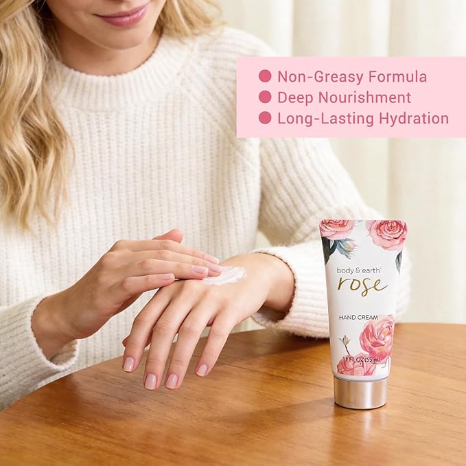 BODY & EARTH Spa Gift Set for Women - Luxurious 5 Pcs Bath and Body Box, Rose Scent, Includes Body Wash, Body Butter, Body Lotion and More, Birthday Mothers Day Gifts for Mom Self Care Kit for Her
