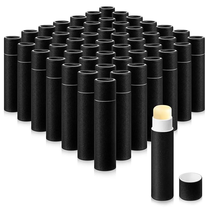50 Pcs 5g Paperboard Lip Balm Tubes Empty Cardboard Lipstick Tubes Deodorant Sticks Empty Refillable Gloss Perfume Container for DIY for Lipstick, Gloss, Deodorant, Solid Perfume, Black