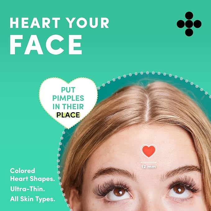 Dots for Spots Pimple Patches For Face - Fast Acting, Translucent Hydrocolloid Zit Patches that Unclog Pores Korean Skin Care, Hearts, 24 Patches