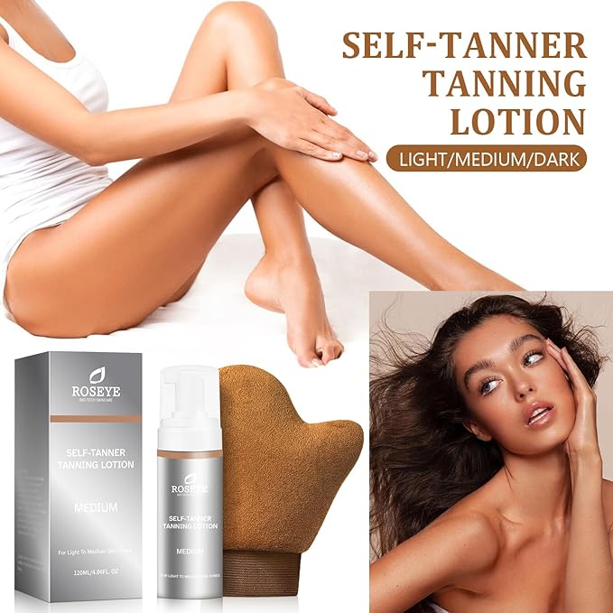Self Tanner Tanning Lotion for Natural Glow - Lightweight, Streak-Free Sunless Tan with Aloe Vera & Coconut Oil, Quick-Dry Moisturizing Formula for All Skin Tones (4.06 Fl oz)