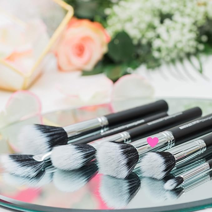 Beauty Junkees Stippling Brush Makeup Foundation Brush - Duo Fiber Synthetic Flat Top Stipple Blending Brush for Liquid Foundation, Cream Blush, Vegan Cruelty Free