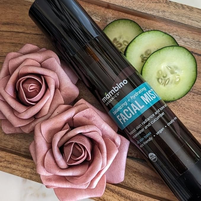 Mambino Organics Balancing Facial Mist & Toner, Organic Rose Water Facial Toner for Skincare & Self Care, Lightweight Hydrating Mist for All Skin Types, 2 fl oz