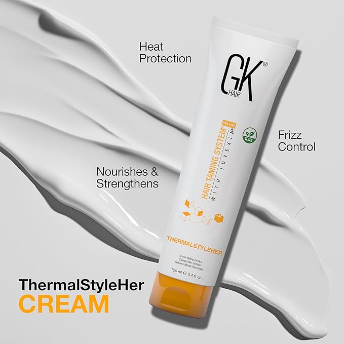 GK HAIR Thermastylher Cream 3.4 oz – Heat Protectant Styling Cream, Blow Dry Cream for Frizz Control, Smooth & Strengthen Hair, Heat Protection for All Hair Types