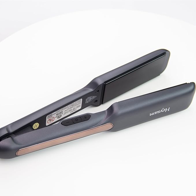 Heysam Professional Hair Iron, Wide Flat Iron Hair Straightener and Curler 2 in 1, Portable Dual Voltage Straightening Ceramic Flat Iron 1.6-Inch for Thick Hair, 30S Fast Heating, LCD Display