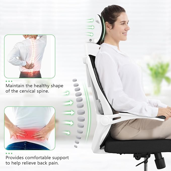 Office Chair Desk Chair, Ergonomic Mesh Computer Chair with 90-130° Recline & 360° Smooth-Rolling Casters, Lumbar Support Task Chair for Home Office, Comfortable for Women, Teens(B-Black)