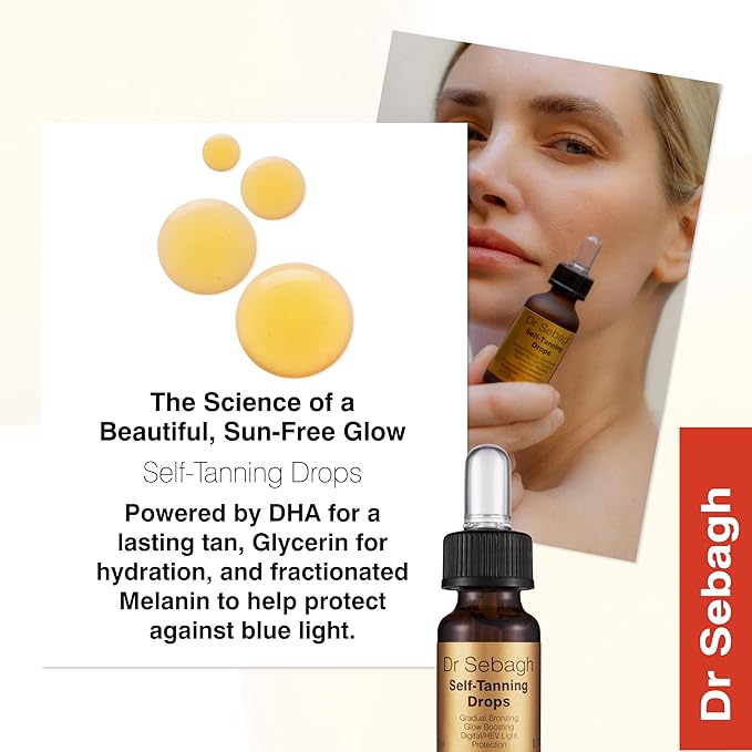 Dr Sebagh Self-Tanning Drops (0.17 fl oz) - Customizable Self Tanner Drops for Face - Streak-Free, Scent-Free Face Tan Drops - Natural Golden Glow Sunless Tanning Drops for Radiant Skin