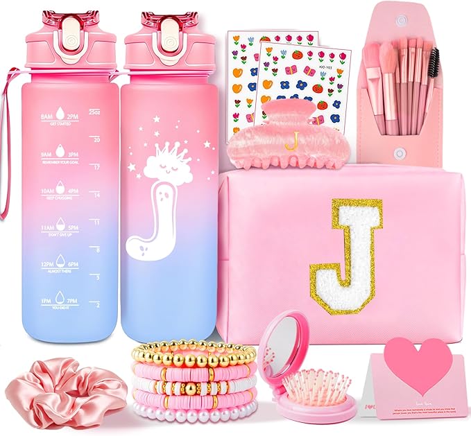 Birthday Gifts for Girls 4 5 6 7 8 9 10 11 12 Year Old Teen Girls, Personalized Teen Girl Gifts Trendy Stuff - Preppy Cute claw clips for Kids Women (Pink J)