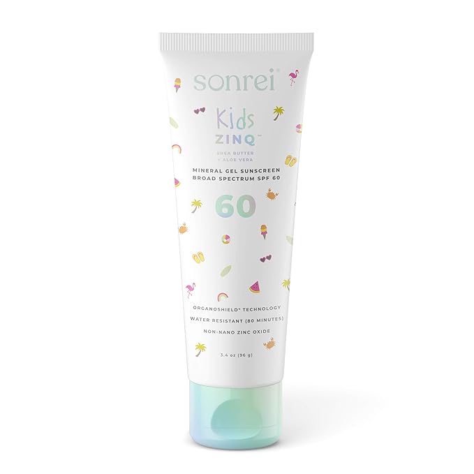 Sonrei Kids Zinq Mineral Face and Body Zinc Gel Athleisure Sunscreen SPF 60 | 3.4 fl oz (1 Pack)