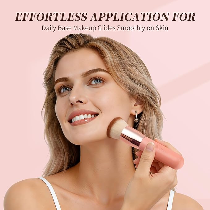 DUcare Large Flat Top Kabuki Foundation Brush 3pcs- Premium Makeup Brush for Liquid, Cream, and Powder - Buffing, Blending, and Face