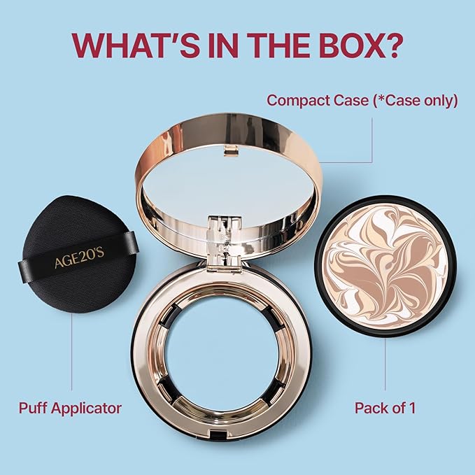 [Vegan] AGE20'S Signature Essence Pact | Pack of 1 | 28N WALNUT | Korean Cushion Foundation | Cream Foundation, Dewy & Glow Finish, Natural Coverage, SPF 50+