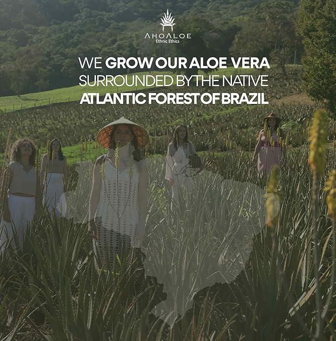 AHOALOE Pack of 3 Brazilian Aloe Vera Gel - Multipurpose Moisturizing Natural Gel with Copaiba, Castor Oil and Fresh Mint and Natural for Face, Skin and Hair - After Sun Care, Sunburn Relief 3x 8.4oz