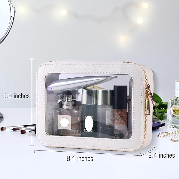 Small Clear Travel Makeup Bag Toiletry Bag Cosmetic Bag with Zipper for Women,Waterproof Transparent Makeup Organizer Case Travel Pouch Bag for Toiletries and Car Organizer