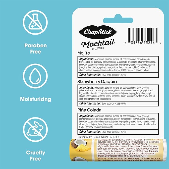 ChapStick Lip Care Bundle – Mocktail Collection + Aloha Coconut Lip Balm, 0.15 Oz Ea (5 Piece Set)
